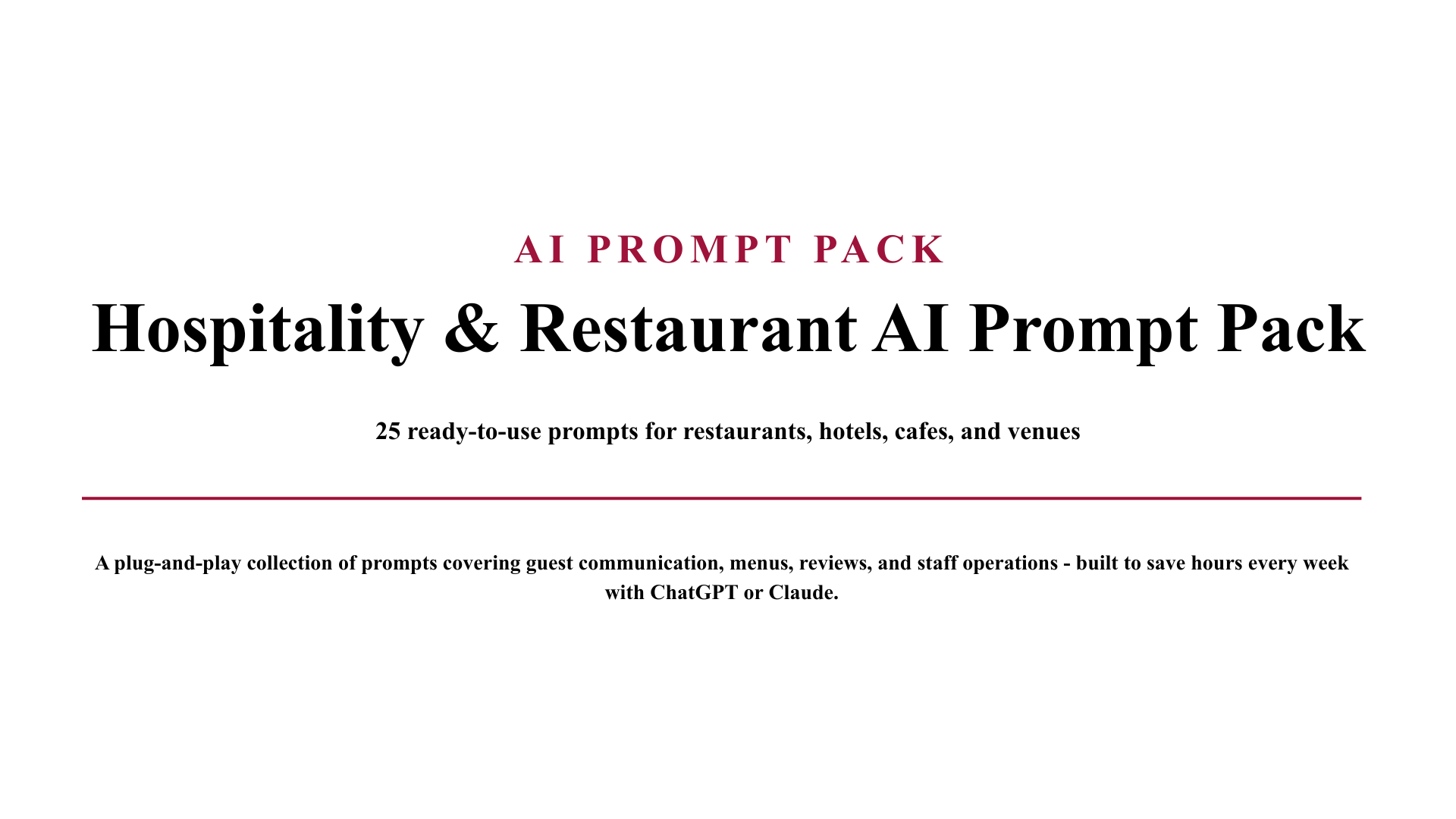 AI Hospitality Prompt Pack – ChatGPT & Claude Prompts for Restaurants