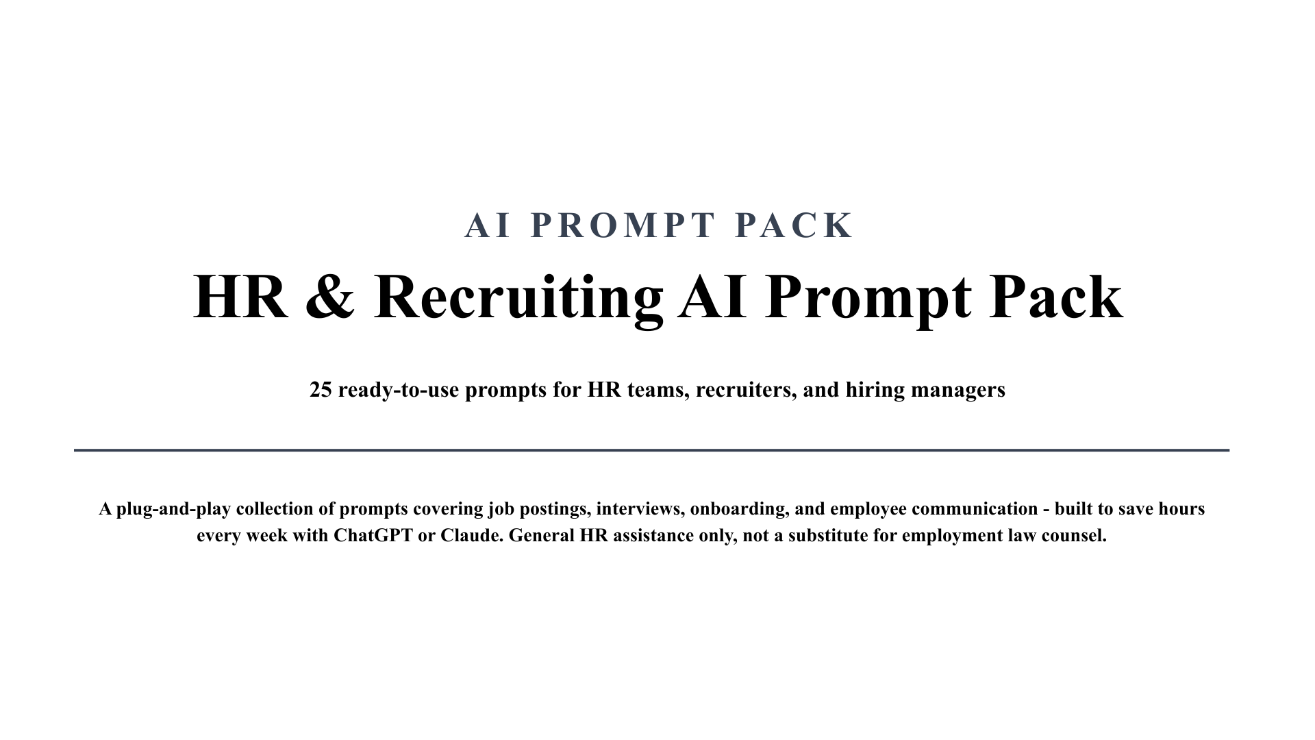 AI HR & Recruiting Prompt Pack – ChatGPT & Claude Prompts for HR Professionals