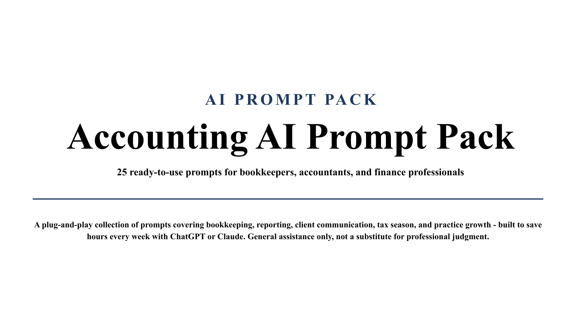 AI Accounting Prompt Pack – ChatGPT & Claude Prompts for Accountants